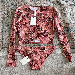NEW- A.L.C. Rash Guard Bikini Bathing Suit Set size XL